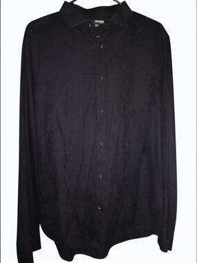 Murano Slim Fit Dress Shirt Men’s Large Black Long Sleeve 100% Cotton Button Up
